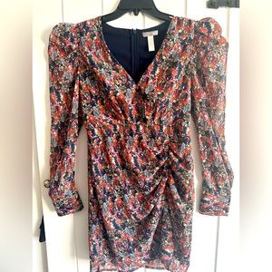 Aqua Long-Sleeve Multicolored Dress